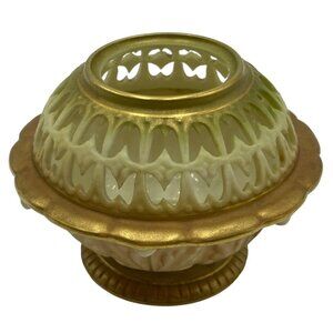 Royal Worcester England Porcelain Potpourri Bowl With Pierced Lid & Gold Accents